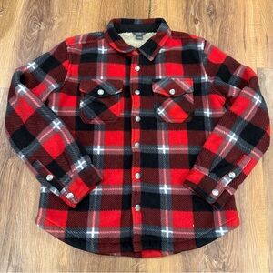EDDIE BAUER Boys Sherpa Lined Button-Up Flannel Plaid Jacket (Size: 10/12)(EUC)